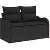 Sodo Sofų Rinkinys su pagalve 10 pcs Juoda