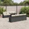 Sodo Sofų Rinkinys su pagalve 9 pcs Juoda Poli ratanas