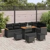 Lauko baldų komplektas Sodo Sofų Rinkinys 10 pcs Juoda poliratanas