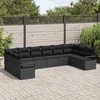 Lauko baldų komplektas Sofos komplektas su pagalve 10 pcs Juoda poliratanas