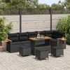 Sodo Sofų Rinkinys su pagalve 10 pcs Juoda