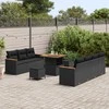 Sodo Sofų Rinkinys su pagalve 14 pcs Juoda poliratanas