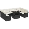 Sofa Sodo Sofų Rinkinys su pagalve 10 pcs Juoda Poli ratanas