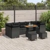 Lauko baldų komplektas Sodo Sofų Rinkinys 10 pcs Juoda poliratanas