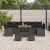 Sodo Sofų Rinkinys su pagalve su saugykla 10 pcs Juoda