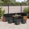 Sodo Sofų Rinkinys su pagalve 10 pcs Juoda