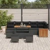 Sodo Sofų Rinkinys su pagalve 10 pcs Juoda
