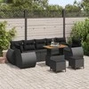 Lauko baldų komplektas Sodo Sofų Rinkinys 10 pcs Juoda poliratanas