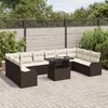 Sodo Sofų Rinkinys su pagalve 11 pcs Ruda Poli ratanas