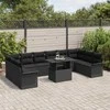 Sodo Sofų Rinkinys su pagalve 11 pcs Juoda Poli ratanas