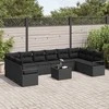 Lauko baldų komplektas Sofos komplektas su pagalve 11 pcs Juoda poliratanas