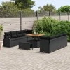 Sofa Sodo Sofų Rinkinys su pagalve su saugykla 11 pcs Juoda