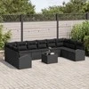 Sodo Sofų Rinkinys su pagalve 11 pcs Juoda poliratanas
