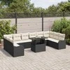 Sodo Sofų Rinkinys su pagalve 11 pcs Juoda Poli ratanas