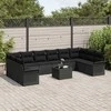 Lauko baldų komplektas Sodo Sofų Rinkinys su pagalve 11 pcs Juoda Poli ratanas