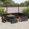 Sodo Sofų Rinkinys su pagalve 12 pcs Juoda