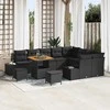 Lauko baldų komplektas Sodo Sofų Rinkinys su pagalve 12 pcs Juoda poliratanas