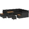 Lauko baldų komplektas Sodo Sofų Rinkinys 12 pcs Juoda poliratanas