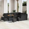 Sodo Sofų Rinkinys su pagalve 12 pcs Juoda Poli ratanas