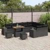 Lauko baldų komplektas Sodo Sofų Rinkinys su pagalve 12 pcs Juoda poliratanas