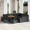 Lauko baldų komplektas Sodo Sofų Rinkinys su pagalve 12 pcs Juoda poliratanas