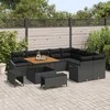 Lauko baldų komplektas Sodo Sofų Rinkinys su pagalve 12 pcs Juoda poliratanas