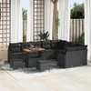 Sodo Sofų Rinkinys su pagalve su saugykla 12 pcs Juoda