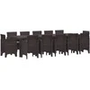 Lauko baldų komplektas Sodo valgomojo komplektas 13 pcs Ruda ir Taupe Poli ratanas