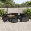 Lauko baldų komplektas Sodo Sofų Rinkinys su pagalve 13 pcs Juoda poliratanas