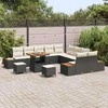Sodo Sofų Rinkinys su pagalve 13 pcs Juoda Poli ratanas