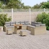 Lauko baldų komplektas Sodo Sofų Rinkinys su pagalve 13 pcs Smėlio poliratanas