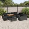 Lauko baldų komplektas Sodo Sofų Rinkinys su pagalve 13 pcs Juoda poliratanas