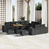 Lauko baldų komplektas Sodo Sofų Rinkinys su pagalve 13 pcs Juoda poliratanas
