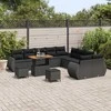 Lauko baldų komplektas Sodo Sofų Rinkinys 13 pcs Juoda poliratanas