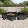 Sodo Sofų Rinkinys su pagalve su saugykla 13 pcs Juoda
