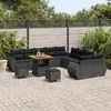Lauko baldų komplektas Sodo Sofų Rinkinys 13 pcs Juoda poliratanas