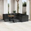 Lauko baldų komplektas Sodo Sofų Rinkinys 13 pcs Juoda poliratanas