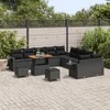 Lauko baldų komplektas Sodo Sofų Rinkinys su pagalve 13 pcs Juoda poliratanas