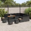 Lauko baldų komplektas Sodo Sofų Rinkinys 13 pcs Juoda poliratanas