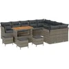 Sodo Sofų Rinkinys su pagalve su saugykla 13 pcs Pilka