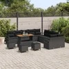 Lauko baldų komplektas Sodo Sofų Rinkinys su pagalve 14 pcs Juoda poliratanas
