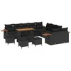 Sodo Sofų Rinkinys su pagalve 14 pcs Juoda