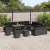 Lauko baldų komplektas Sodo Sofų Rinkinys su pagalve 14 pcs Juoda poliratanas