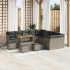 Sofa Sodo Sofų Rinkinys su pagalve 14 pcs Pilka poliratanas