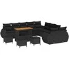 Sodo Sofų Rinkinys su pagalve su saugykla 14 pcs Juoda