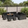 Lauko baldų komplektas Sodo Sofų Rinkinys su pagalve 14 pcs Juoda poliratanas