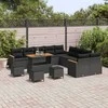 Lauko baldų komplektas Sodo Sofų Rinkinys 14 pcs Juoda poliratanas