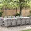 Sodo valgomojo komplektas 15 pcs Šviesiai pilka Polt ratanas