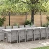 Sodo valgomojo komplektas 15 pcs Šviesiai pilka Polt ratanas