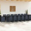 Lauko baldų komplektas Sodo valgomojo komplektas su pagalvėmis 17 vnt. Antracitas PP